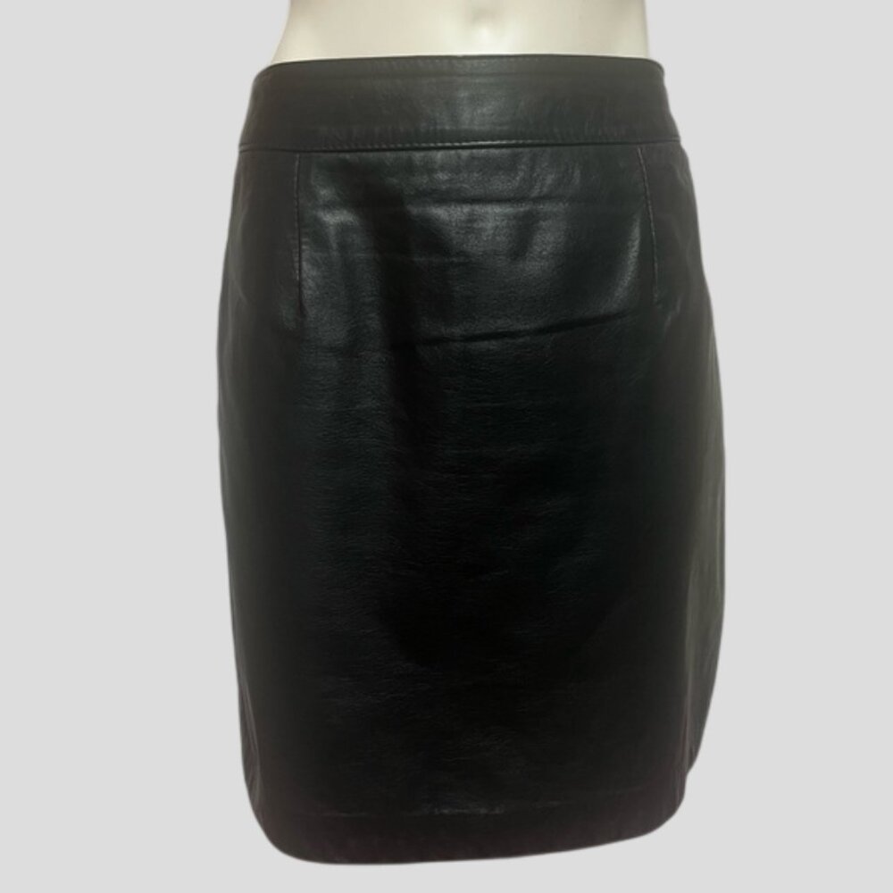 Vintage The Leather Ranch Black Leather Midi Skirt